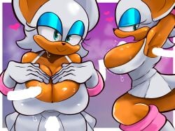 4:3 absurd_res anthro armpit_fetish bat big_breasts big_ears biped blue_eyeshadow bodily_fluids bottomwear breasts clothing disembodied_penis erection eyeshadow female fur genitals gloves green_eyes group hand_on_breast handwear heart_symbol hi_res humanoid_hands makeup male male/female mammal open_mouth penis penis_on_breast pepperoni-ravioli purple_background rouge_the_bat sega simple_background skirt solo_focus sonic_(series) sonic_the_hedgehog_(series) sportswear sweat tennis_uniform uniform white_body white_clothing white_fur white_gloves white_handwear white_penis