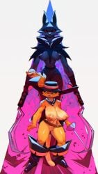 9:16 abs anthro areola asymmetrical belt big_boots big_breasts boots bottomwear breast_size_difference breasts canid canine canis cape casual_exposure casual_nudity cheek_tuft cloak clothed clothing colorful_background death_(puss_in_boots) domestic_cat dreamworks dreamworks_animation dual_wielding duo ears_up exposed_breasts facial_tuft felid feline felis female footwear front_view fur fuzzy glistening glistening_body glowing glowing_eyes grey_body grey_fur half-closed_eyes hat headgear headwear hi_res holding_object holding_weapon humanoid_hands larger_anthro larger_female looking_aside looking_down mammal melee_weapon mtf_crossgender narrowed_eyes nipples orange_body orange_fur oversized_clothing pants partially_clothed pawpads pointy_ears prick_ears puss puss_in_boots:_the_last_wish puss_in_boots_(dreamworks) puss_in_boots_(film) puss_in_boots_(franchise) puss_in_boots_the_last_wish rapier red_eyes rule_63 sachsech205 shoes shrek_(series) sickle simple_background size_difference skinny small_waist smaller_anthro smaller_female smile standing standing_behind sword tail tuft universal_pictures universal_studios weapon white_background wolf
