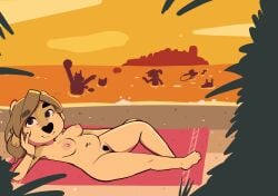 1girls animal_ears breasts chubby female horn horns maggie_hudson me nude pubic_hair pussy sprocket_(artist) tag