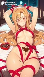 1girls 2026 ai_assisted ai_generated anime artist_name asuna_(sao) breasts bust explicit female female_only hi_res high_quality high_resolution highres long_hair naked_ribbon patreon patreon_username red_ribbon ribbon skypassion smile stable_diffusion sword_art_online sword_art_online:_alicization valentine's_day valentines_day watermark yuuki_asuna