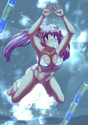 big_breasts bikini breasts collarbone female female_only foxeye_(artist) navel original original_character pink_eyes pink_hair polon_(foxeye) pool solo solo_female swimming swimming_pool twintails underwater