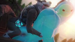 2boys 3d 3d_animation anal_sex animated ass clothed clothing epic_games eyahara fortnite from_behind gay goo_creature looking_pleasured male male/male male_only muscular nude outside penetration penis rippley_(fortnite) sex short_playtime size_difference smaller_male sound tagme translucent translucent_body video wendell_(fortnite) werewolf wolf