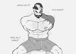 art_vulkan bara beard boner_in_pants briefs bulge daddy deadlock dilf erection_under_clothes facial_hair male male_only manly masculine masculine_male mature mature_male muscular muscular_male solo tied_hands tied_to_chair venator_(deadlock)