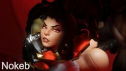 1boy 1girls 3d anal anal_penetration anal_sex big_penis blizzard_entertainment bottomless bottomless_female cock completely_nude dark-skinned_male dark_skin defeated defeated_villainess doomfist duo eyeshadow female female_penetrated huge_cock interracial looking_at_partner male male/female male_penetrating male_penetrating_female muscular muscular_male no_panties nokeb nude nude_male overwatch overwatch_2 partially_clothed penis questionable_consent rape red_eyes sex straight straight_sex tagme tan-skinned_female tan_skin unseen_male_face veiny_penis vendetta watermark