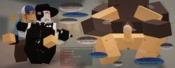 1boy 1other 3d 3d_(artwork) artful_(die_of_death) before_and_after blocky_body blurry_background blush breath breeding civilian_(die_of_death) consensual cum cum_drip dark-skinned_male dialogue die_of_death_(roblox) english_text fr*nch from_behind impregnation interracial meme_in_the_background nonbinary nonbinary_(lore) paint_3d roblox roblox_game robloxian rubbing self_upload shaking_lines sweat t4t taunt_(die_of_death) tauntxp text through_clothes top_surgery_scars transgender_male transmasc two_panel_image vaginal_penetration