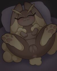 1girls anthro anthro_female ass closed_eyes female female_only fur furry furry_female furry_only lopunny lying lying_on_back lying_on_bed nintendo pawpads paws pokemon pokemon_(species) pokephilia sleeping sleepy solo solo_female solo_focus somnophilia vulva