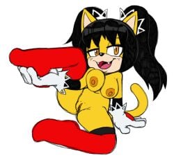 areolae breasts colorized colorized_edit eyelashes honey_the_cat leatherruffian mobian mobian_(species) mobian_cat nipples nude_female open_mouth pussy sega sonic_(series) sonic_the_fighters sonic_the_hedgehog_(series) stockings third-party_edit