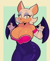 bat bat_wings big_breasts big_thighs breasts busty busty_female child_bearing_hips cleavage cleavage_overflow cute cute_face female female_focus female_only hips hips_wider_than_shoulders hourglass_figure humanoid looking_at_viewer mrweirdsketch oppai orange_skin purple_eyes rouge_the_bat sega sexy sexy_clothing sexy_female solo solo_female solo_focus sonic_(series) sonic_the_hedgehog_(series) thick_thighs wide_hips wide_thighs