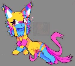 :3 andromorph animate_inanimate blush blush_lines blushcrunch_studio bodily_fluids dandy's_world eyelashes femboy ftm_crossgender genital_fluids genitals grey_background heart_symbol hi_res intersex living_pinata male mastectomy_scar paws pinata pose roblox rule_63 scar simple_background solo vaginal_fluids vulva yatta_(dandy's_world) zyxxenise