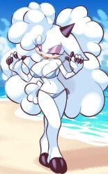 2d 2d_(artwork) 2d_artwork beach belly_button big_ass big_breasts big_hips big_thighs bikini bikini_bottom bikini_top blue_eyes busty busty_female curvaceous curvy curvy_female curvy_figure eyelashes fluffy_hair half-closed_eyes horns hourglass_figure hourglass_figured_female lanolin_the_sheep lanolin_the_sheep_(sonic) large_breasts nan0lovesyou ocean purple_eyeshadow sega sonic_(series) sonic_the_hedgehog_(idw) sonic_the_hedgehog_(series) taking_off_bikini thick_ass thick_hips thick_thighs thin_waist undressing white_fur wool_(fur)