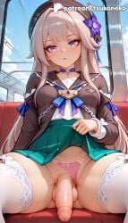 1futa 2026 ai_assisted ai_generated anime artist_name blue_bow blue_flower blue_ribbon breasts bust choker clothes_lift cock dick explicit futanari hat herta_(honkai:_star_rail) hi_res high_quality high_resolution highres honkai:_star_rail honkai_(series) legs_apart long_hair panties patreon patreon_username penis skirt sky spread_legs stable_diffusion testicles the_herta_(honkai:_star_rail) thighhighs tsukoneko uncensored underwear veins watermark