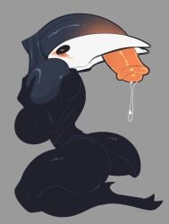 1boy 1girls arthropod_abdomen big_balls big_penis blushing_female body_fluids cock_drunk cock_worship corruption heart-shaped_pupils hollow_knight hollow_knight:_silksong hornet_(hollow_knight) insects kneeling kneeling_oral_position nude_anthro nude_female penis penis_on_face penis_on_head precum precum_drip the_infection_(hollow_knight) welwraith