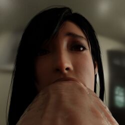 1futa 1girls 3d big_penis final_fantasy final_fantasy_vii final_fantasy_vii_remake futanari looking_at_viewer nude nude_female nude_futa red_eyes render sofiatheartist sucking sucking_penis tifa_lockhart