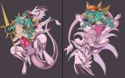 angel competition digimon digimon_(species) dragon feral feral_on_human furry futa_on_futa futanari holydramon human_on_feral humanoid ophanimon penis_size_difference size_difference size_play