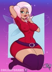 1girls a_kind_of_magic alternate_version_available arm_behind_head big_breasts blue_eyes breasts dress ear_piercing earrings erect_nipples fairy_wings female female_only footwear frostbiteboi hair half-closed_eyes heels high_heels hips legs lips lipstick mature mature_female mature_woman milf nipple_bulge pink_hair red_dress red_lips red_lipstick short_dress short_hair solo solo_female sparkles star_earrings thick_lips thick_thighs thighhigh_boots thighs thin_waist wide_hips willow_(a_kind_of_magic) wings