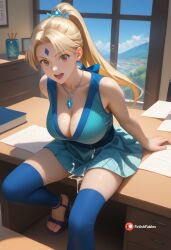 ai_generated anal anal_beads anal_insertion anal_sex asian ass ass_focus ass_grab ass_up closed_eyes dominant domination naruto_(series) panties pleasure_face pleated_skirt tsunade yeyehuh