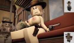 1futa 1girls 3d areolae ass balls belt big_ass big_breasts breasts cowboy_hat cowgirl cowgirl_hat cowgirl_outfit exhibitionism futa_on_female futa_with_female futanari gun hat money ninjashyper2 nipples nude penis public public_exposure public_nudity public_sex red_dead_redemption_(series) reference_image revolver roblox roblox_avatar robloxian sadie_adler self_upload sitting standing thighs train train_interior