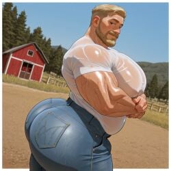 1boy ai ai_generated bara bara_tiddies bara_tits big_ass big_ass_(male) big_chest big_pecs busty civitai huge_chest huge_pecs khlibina male male_only mason_(khlibina) pecs_bigger_than_head solo solo_focus
