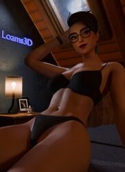 1girls 2026 3d 3d_(artwork) bed bed_sheet bedroom black_bra black_panties blender bra brown_hair cleavage detailed_background epic_games female female_focus female_only fortnite fortnite:_battle_royale glasses light-skinned_female light_skin loams3d looking_at_viewer on_bed panties pose posing showing_off smile smiling underwear verity_(fortnite)