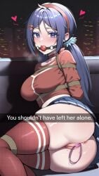 1girls about_to_be_raped about_to_have_sex ai_assisted ai_generated anus arms_behind_back ass ball_gag blue_eyes blue_hair blue_skirt blush bondage bound bound_arms breasts car_interior cheating choker couch cuckold cuckolding english_text female gag gagged hair_ornament hairband hairclip heart inminent_rape inminent_sex kidnap kidnapped kidnapped_female kidnapped_girl kidnapping long_hair long_sleeves looking_at_viewer medium_breasts midriff midriff_peek miniskirt miside mita_(miside) nay_juno netorare night ntr object_insertion on_couch pleated_skirt pussy red_hairband red_thighhighs restrained sex_toy shibari_over_clothes shirt sitting skindentation skirt snapchat_ntr solo text thighhighs twintails uncensored vaginal_object_insertion vibrator wiffle_gag