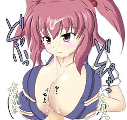 1boy 1girls big_breasts breasts censored cum cum_between_breasts ejaculation ejaculation_between_breasts facial female haruto huge_breasts komachi_onozuka large_breasts male paizuri penis red_hair short_hair straight touhou tsukudani_shirou