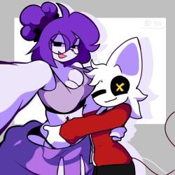 1boy 1boy1girl 1girls anthro anthro_on_anthro boobs_bigger_than_head breasts cute ears eye_patch face_in_breasts female furry furry_ears furry_female furry_male glasses haxxar heterosexual hugging hugging_another minimalist_background mouse no_penetration oc original_character red_clothing selfie tagme tagme_(character) tatoos thighs