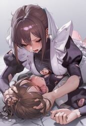 2girls ai_generated cerberus_(the_artist) fight meido_mai meido_mei sisters
