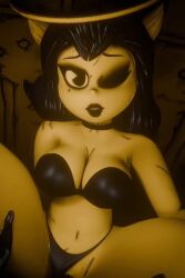 1female 3d_animation alice_angel animated bendy_and_the_ink_machine bikini black_bra black_hair black_lipstick black_panties bra cattzz cattzz_9 choker female penetration sex sound tagme unseen_male_face video