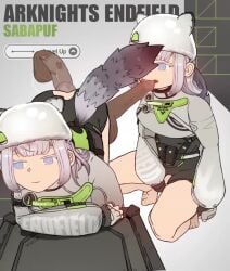 2d 2d_(artwork) 2d_animation ahe_gao ahegao_face animated arknights arknights:_endfield ass black_penis blue_eyes cat_ears cat_tail cute cute_face dark-skinned_male dark_skin deepthroat dialogue estella_(arknights) estella_(arknights:_endfield) felid felid_humanoid female focus_on_face gameplay jerking jerking_off jerkingoff light-skinned_female light_skin on_box open_mouth pussy sabapuf sitting sleepy spread_legs tagme teeth text_bubble vaginal_penetration video wet white_cap white_hair white_woman