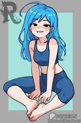 1female 1girls artstyle barefoot blue_hair butterfly_position chibi chibi_style feet feet_fetish feet_focus feet_together feet_up female female_artist foot_fetish foot_play footjob_tease hand_drawn happy happy_female implied_footjob kinky looking_at_viewer oc original original_art original_artwork original_character patreon patreon_logo patreon_username rogueserpent seductive seductive_eyes seductive_look sitting_down sitting_on_floor smile smile_at_viewer smiling smiling_at_viewer sole_female soles soles_female soles_fetish solo solo_female solo_focus toe_curl toe_scrunch toes toes_scrunch toes_spread yoga yoga_pants yoga_shorts