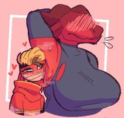 2girls alpine_(ncs) anthro armpit_fetish armpits blush blushing_female blushing_profusely dazed_from_stink dragon dragon_girl embarrassed_female epoch_(welwraith) human_on_anthro musky_armpit no_men red_scales sapphic size_difference smelling_armpit sweat sweaty_armpits welwraith yuri