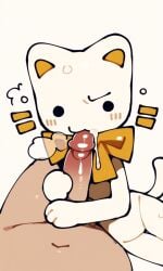 1girls 2d :3 ai_assisted ai_generated animation_meme_community anthro anthro_female blowjob blush bowtie cat_ears cum cute feline fellatio female furry furry_female human_on_anthro lying_on_side poeypepto pov solo_female sucking_penis tiktok youtube