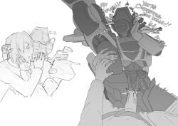 ! 1boy 1cuntboy arm_up baku_yorozu begging begging_for_more boss_and_subordinate commander_zero_(kamen_rider_zeztz) cum cum_in_pussy cum_inside cuntboy_focus deep_kissing english_text hand_on_leg hand_over_face heart heart_symbol holding_face holding_head holding_leg holding_leg_up holding_own_leg holding_up_leg human_on_android human_on_machine human_on_robot kamen_rider kamen_rider_zeztz_(series) kissing living_motorcycle living_vehicle missionary missionary_position monochrome motorcycle multiple_images penis penis_in_pussy penis_out pov robot short_hair sketch text twitch_lines twitching uncensored vaginal_penetration vaginal_sex vehicle