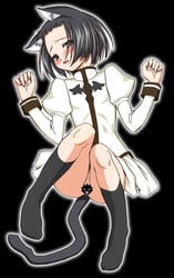 animal_ears black_hair blush buttplug_tail cat_ears cat_tail censored clothing footwear fur gambler_club koyomi koyomi_(mahou_sensei_negima!) lying mahou_sensei_negima mahou_sensei_negima! no_panties novelty_censor saliva short_hair socks tail