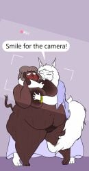 2026 3_toes anthro areola big_areola big_breasts blush bodily_fluids breasts brown_body brown_fur canid canine canis catherine_(oxkingky) clawing claws clothed clothed/nude clothing dialogue domestic_cat domestic_dog dorothy_b_hound duo english_text feet felid feline felis female female/female finger_claws fur genitals hi_res huge_areola huge_breasts humiliation mammal mature_anthro mature_female nude obese obese_anthro obese_female overweight overweight_anthro overweight_female oxkingky pubes sweat text toes undressing_another vulva white_body white_fur