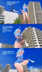 1futa 3d blue_hair body_growth body_growth_(enlargement) city cum destruction ejaculation english_text female futa_giantess futanari giantess giantess_futa growth huge_cock intersex kahili_(pokemon) koikatsu nintendo penis pokemon pokemon_sm solo solo_focus text xavierhuge