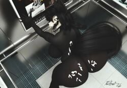 2026 anthro ass bent_over big_butt black_body black_hair blender_(artwork) blender_cycles_(artwork) bodily_fluids bone cum cum_on_back cum_on_butt digital_media_(artwork) domizoni elevator female genital_fluids hair hands_on_wall hi_res looking_at_viewer nude nude_anthro nude_female presenting scp-1471-a scp_foundation skull skull_head solo sweat tail tongue tongue_out