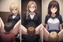 3boys 3women ai_generated cunnilingus femdom school straight student teacher teacher_and_student teacher_female