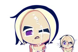 3d 3d_(artwork) 3d_model black_lemonade_cookie cookie_run cookie_run_kingdom cum cum_on_face cum_on_forehead fanart forehead hexanne one_eye_closed soff_doll starveil_(artist) tagme white_background zxxxarts