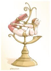 1girls ankle_cuffs ballet_boots ballet_heels bondage bound bound_ankles bound_arms bound_legs bound_wrists chains collar cuff_(restraint) decoration erenisch female female_only femsub forniphilia high_heels hogtie illustration legal_slavery living_decoration living_furniture metal_collar metal_cuffs posture_collar slave slavegirl stationary_restraints steel_bondage thighhighs very_high_heels wrist_cuffs