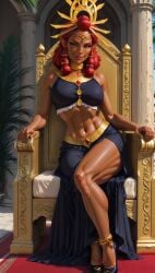 ai_generated breath_of_the_wild dark-skinned_female dark_skin dress gerudo green_eyes high_heels muscular_female red_hair riju saraserah tagme tears_of_the_kingdom