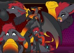 absurd_res animal_genitalia animal_penis balls big_balls big_breasts bodily_fluids breasts charizard cum cum_on_face dominant dominant_female equine_genitalia equine_penis female fusion generation_1_pokemon generation_5_pokemon generation_7_pokemon genital_fluids genitals hi_res huge_balls huge_breasts huge_hips male male/female nintendo oral oral_penetration penetration penis pokemon pokemon_(species) pokemon_fusion sajik salandit salazzle wide_hips wings zoroark