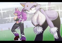 anthro barely_contained blaze_the_cat cosplay kratos leaning_forward luckerabbit6 luckerabbit9 luigi mario_(series) meme meme_in_the_background milhouse_van_houten mrlucke nintendo nipple_slip nipples sega side_boob side_view soccer soccer_ball soccer_field sonic_(series) sonic_the_hedgehog_(series) squished_breasts superjueves sweat sweatdrop sweating wolfurra_the_coldblooded
