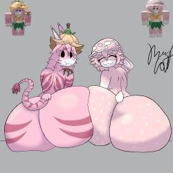 2girls artist_signature ass ass_focus big_ass breedable_hips burningcat80 female female_only furry mesmerizing_ass nude oc oc_character oc_request reference_image roblox roblox_avatar robloxian self_upload tagme