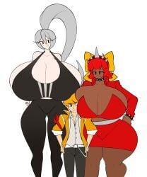 1boy 2girls battle_for_dream_island bfdi coiny_(bfdi) fromariels humanized humanized_object_show hyper hyper_breasts larger_female needle_(bfdi) object_show object_shows pin_(bfdi) smaller_male smaller_male_larger_female