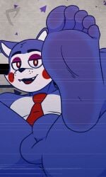 5_toes barefoot blue_body candy_(fnac) cat_ears fazbear_fanverse feline film_grain five_nights_at_candy's five_nights_at_freddy's fnac fnaf foot_fetish foot_focus fuck_me_eyes furry genitals humanoid_feet looking_at_camera looking_at_viewer male male_only mascot mascot_horror naked naked_male necktie pahkygo penis plantigrade red_necktie security_camera smiling_at_viewer white_fur