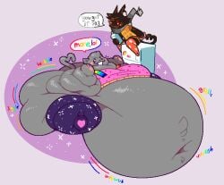 2boys anthro big_belly chubby domestic_cat fat feline fet_fetish furry huge_belly nyan_cat nyan_cat_(copyright) overweight roundedpentagon tac_nayn weight_gain weight_gain_kink