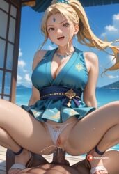 ai_generated anal anal_beads anal_insertion anal_sex asian ass ass_focus ass_grab ass_up closed_eyes dominant domination naruto_(series) panties pleasure_face pleated_skirt tsunade yeyehuh