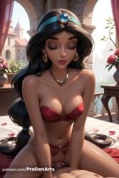 1boy 1boy1girl 1girls ai_generated aladdin_(1992_disney_film) artist_name bare_shoulders black_hair blue_hairband bra breasts cleavage closed_eyes closed_mouth collarbone cowgirl_position crotchless_panties cum cum_in_pussy dark-skinned_female dark_skin disney disney_princess earrings eyeshadow female flower hairband hi_res hoop_earrings indoors jasmine_(aladdin) jewelry lingerie lips lipstick long_hair makeup mascara medium_breasts mole mole_under_eye multi-tied_hair navel necklace panties patreon_username penis petals pov princess progenarts pussy red_bra red_lips red_panties rose sex solo_focus straddling straight strapless strapless_bra uncensored underwear underwear_only vaginal_penetration vaginal_sex vase very_long_hair watermark web_address