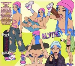 1girls anal anal_sex bent_over blue_hair blunt blythe_(lotuseater) casual casual_exposure casual_nudity casual_sex character_sheet coffee coffee_mug cum_in_pussy cum_inside cum_on_tongue drug_use drugs easy_access expressionless female free_use gauged_ear holding_wrists hole_in_clothing hypercasual legs_up long_hair lotuseater_(artist) mascara nail_polish open_mouth painted_nails pierced_ears pierced_lip pierced_nipples pierced_tongue piercing pink_eyes pink_hat reference_sheet revealing_clothes skateboard skater skinny slippers small_breasts snakebite_piercing sneakers spreading spreading_ass spreading_pussy standing standing_sex tattoo tattoo_on_belly thin tongue_out topless topless_female torn_clothes torn_clothing vagina vaginal_penetration vaginal_sex